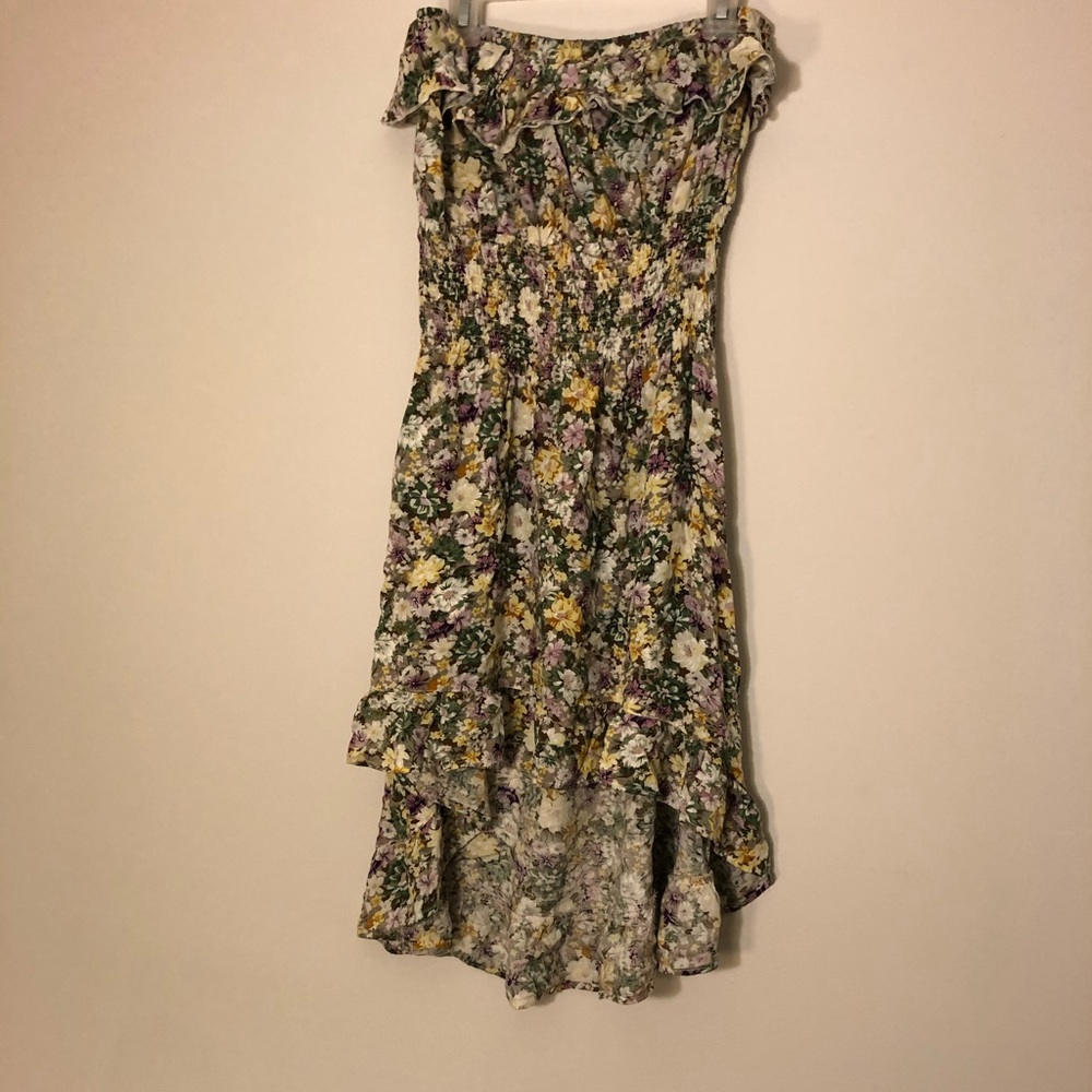High Low Floral Strapless Dress